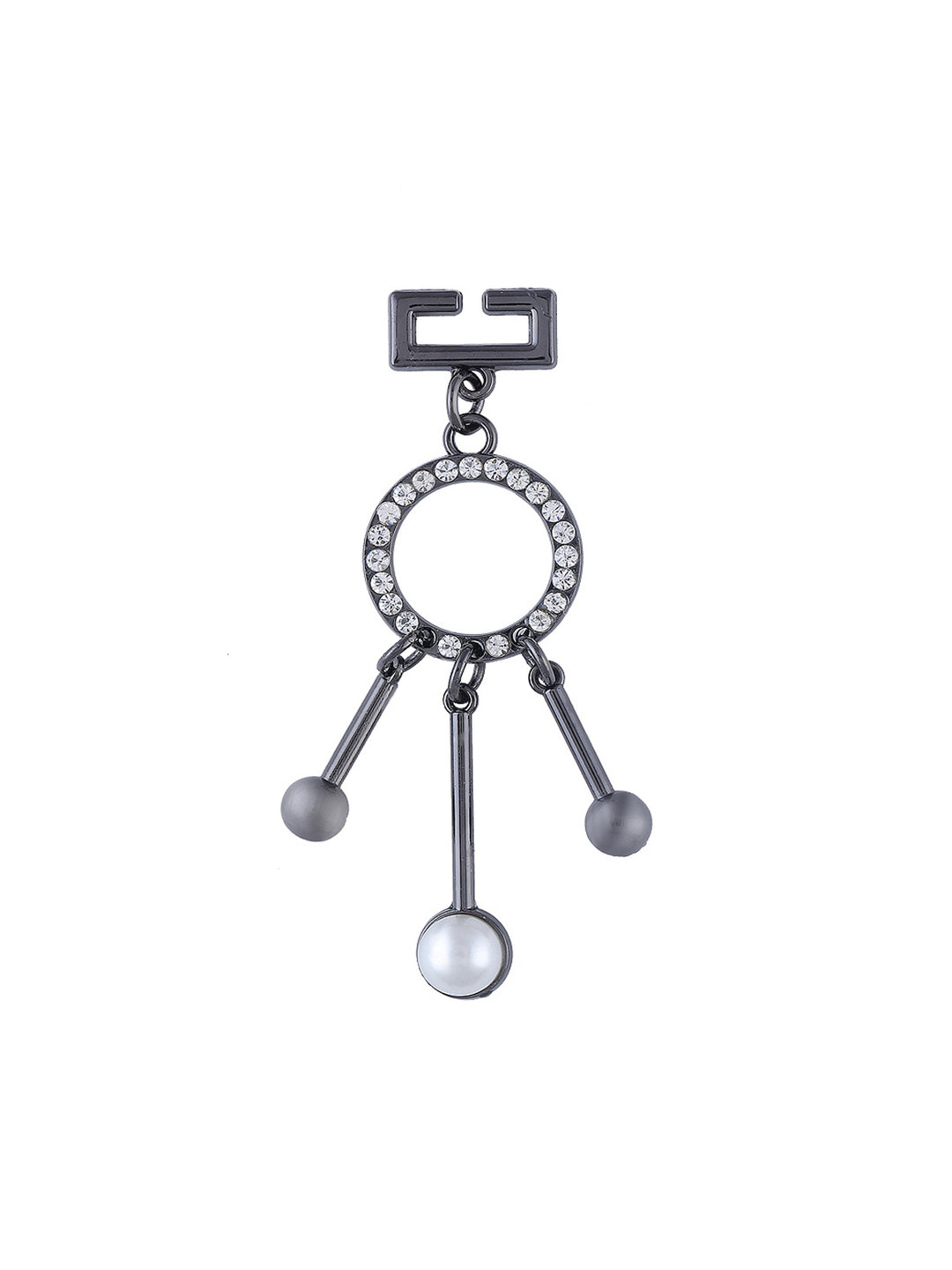 Decorative Gunmetal Diamond & Pearl Embellishment