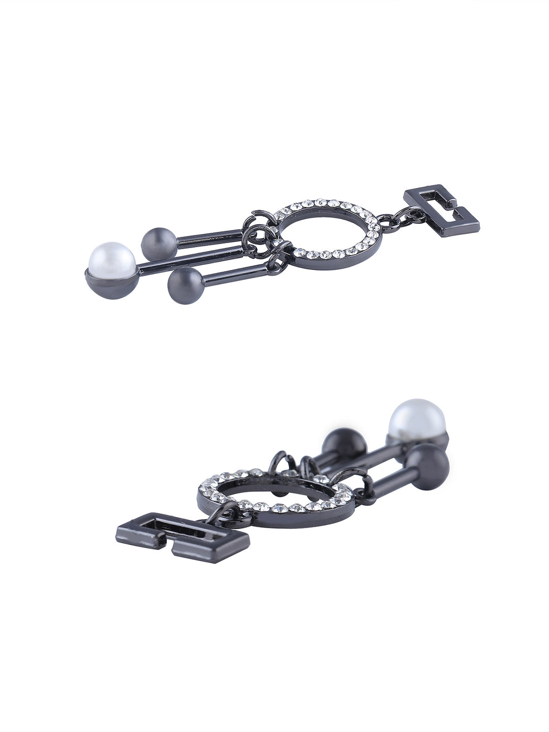 Decorative Gunmetal Diamond & Pearl Embellishment