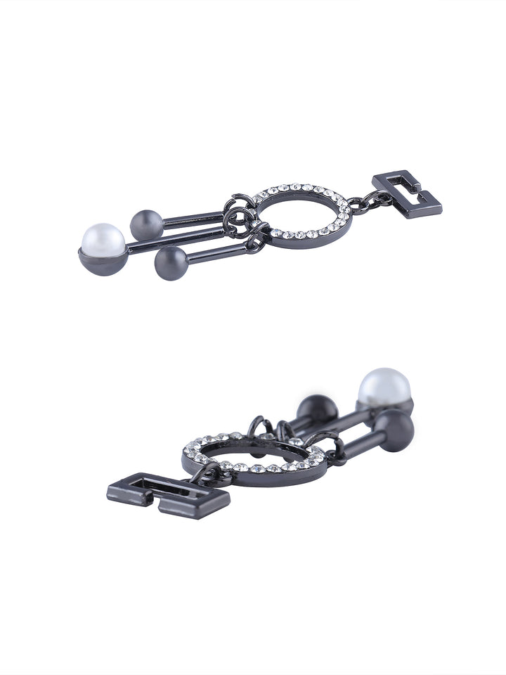 Decorative Gunmetal Diamond & Pearl Embellishment