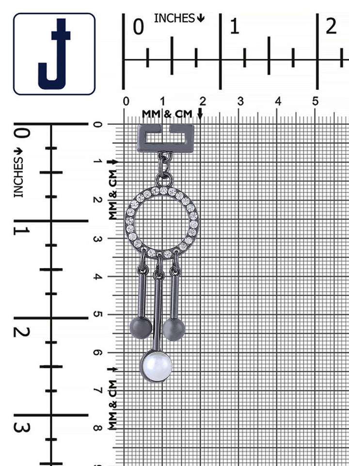 Decorative Gunmetal Diamond & Pearl Embellishment