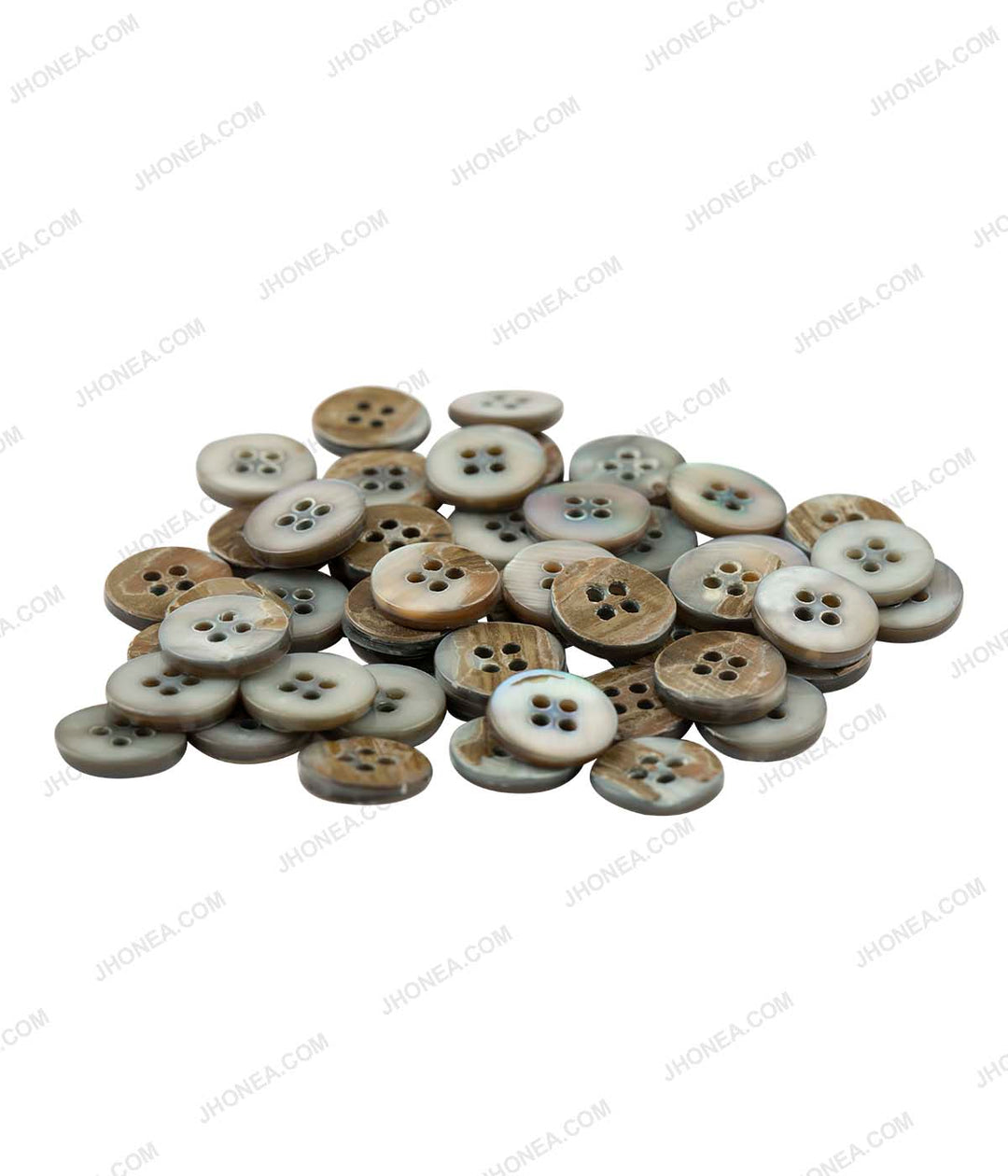 Glossy & Shiny Pearlescent Light Grey Shirt 4-Hole Buttons