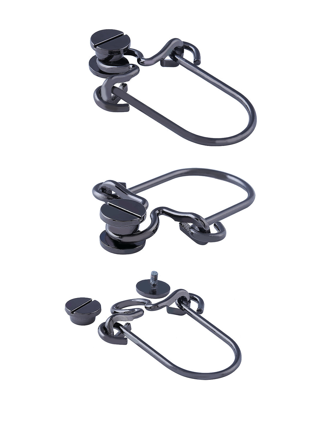Very Fashionable & Unique Design in Shiny Black Nickel (Gunmetal) Colour Nut-Bolt Screw Fashion Accessory