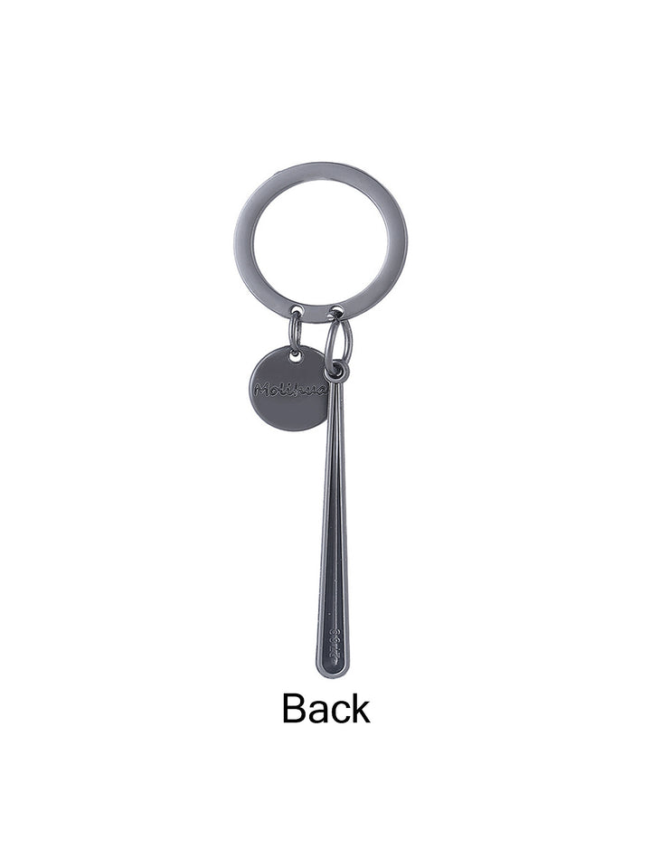 Simple Keychain Design Silver Grey Loopy Hanger