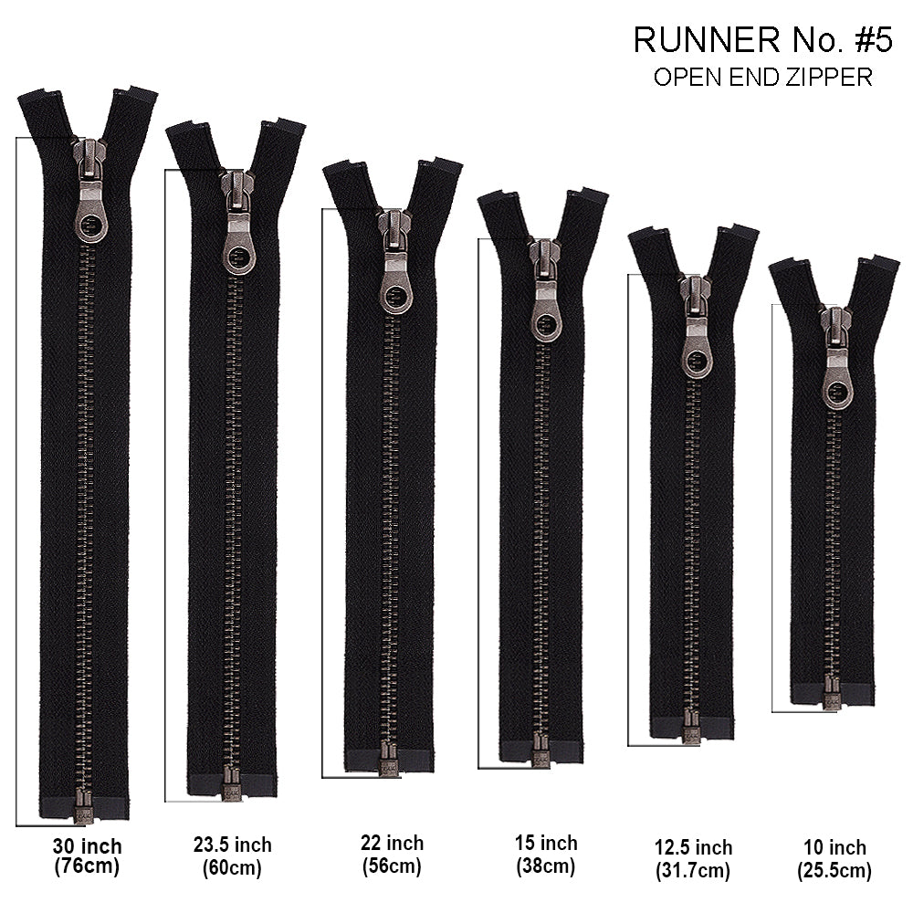 Vintage Clothing #5 Gunmetal Finish YKK Metal Zipper