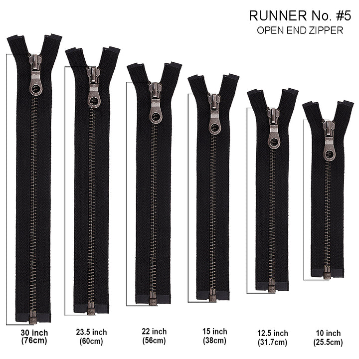 Vintage Clothing #5 Gunmetal Finish YKK Metal Zipper