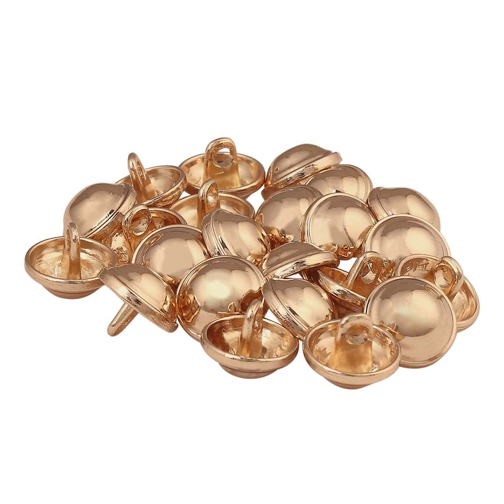 Shiny Gold Color Smooth Dome Surface 16L Shirt/Kurta Loop Buttons