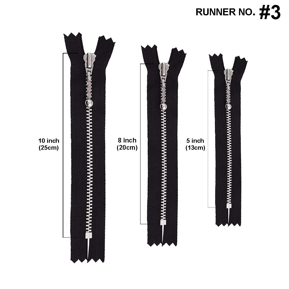 YKK- #3 Shiny Silver Ball Runner Closed-End YKK Zipper