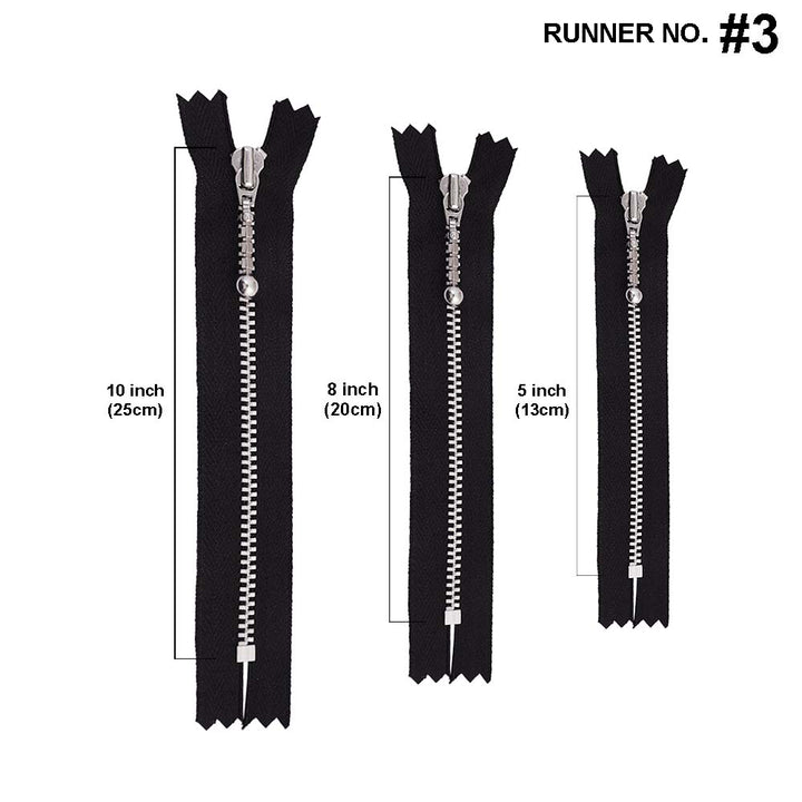 YKK- #3 Shiny Silver Ball Runner Closed-End YKK Zipper