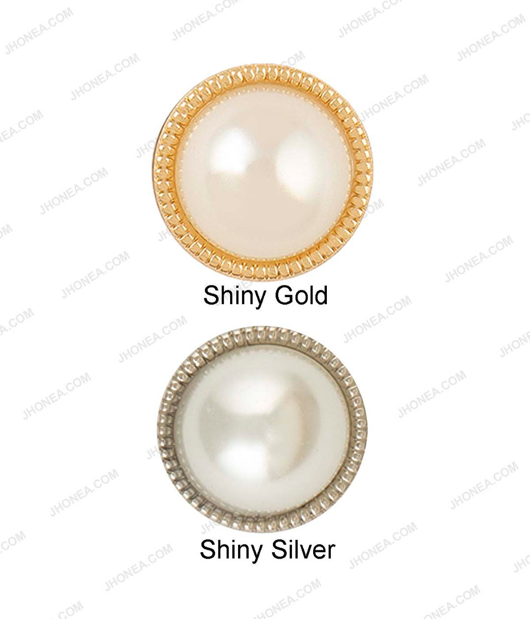 Shiny Gold & Shiny Silver Accent Border Dome Pearl Buttons