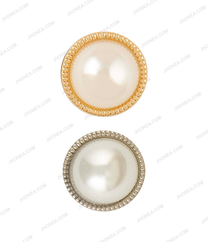 Shiny Gold & Shiny Silver Accent Border Dome Pearl Buttons