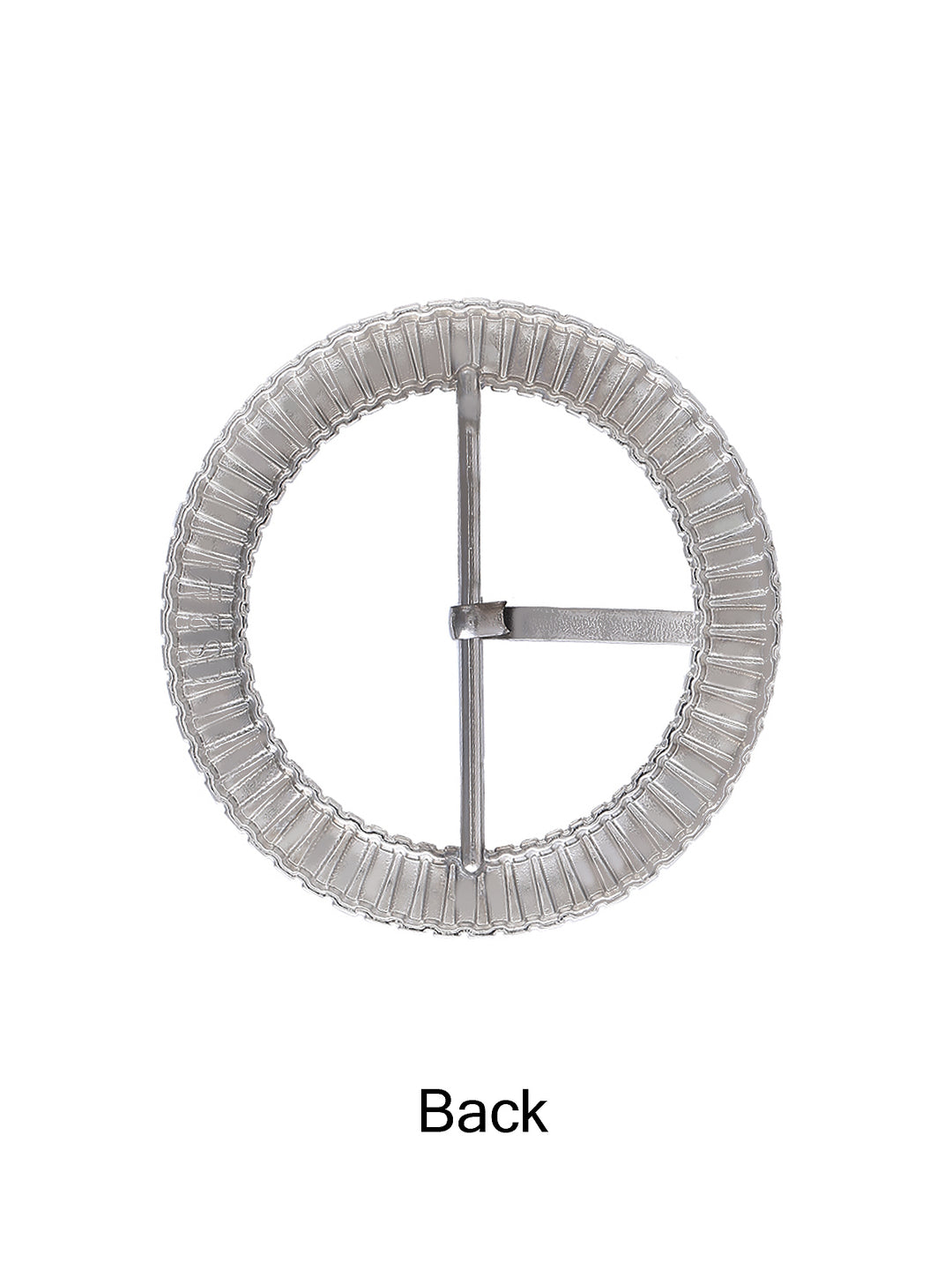 Fancy Round Shape Shiny Silver Waist Belt Prong Buckle - Jhonea Accessories