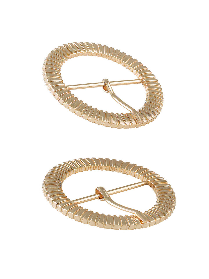 Fancy Round Shape Shiny Golden Waist Belt Prong Buckle - Jhonea Accessories