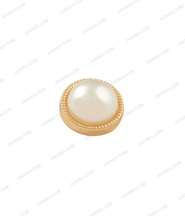 Shiny Gold & Shiny Silver Accent Border Dome Pearl Buttons