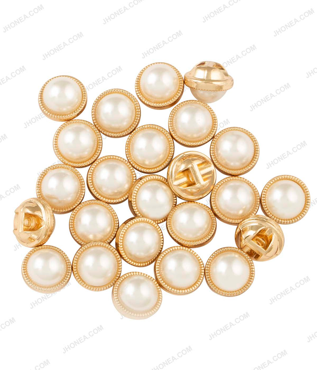 Shiny Gold Accent Border Dome Pearl Buttons
