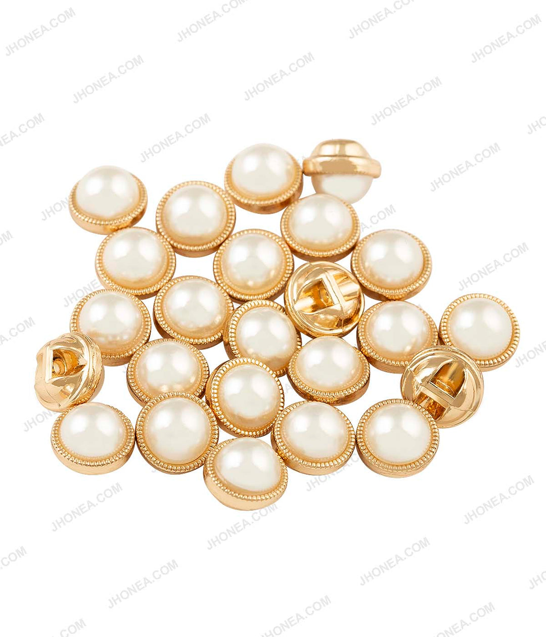 Shiny Gold & Shiny Silver Accent Border Dome Pearl Buttons
