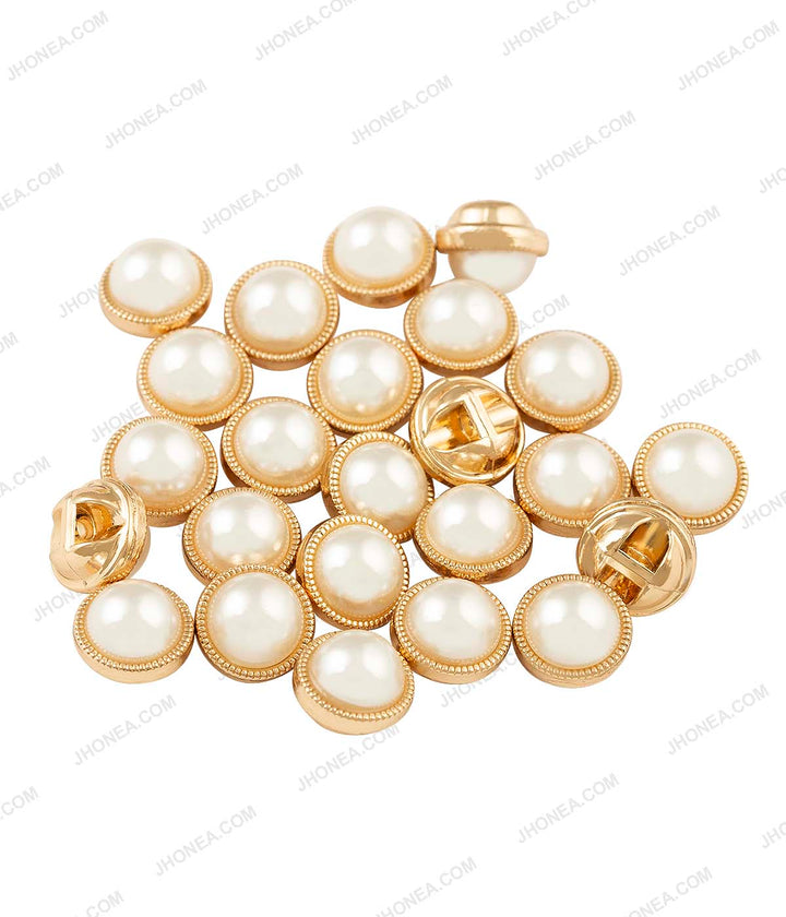 Shiny Gold & Shiny Silver Accent Border Dome Pearl Buttons