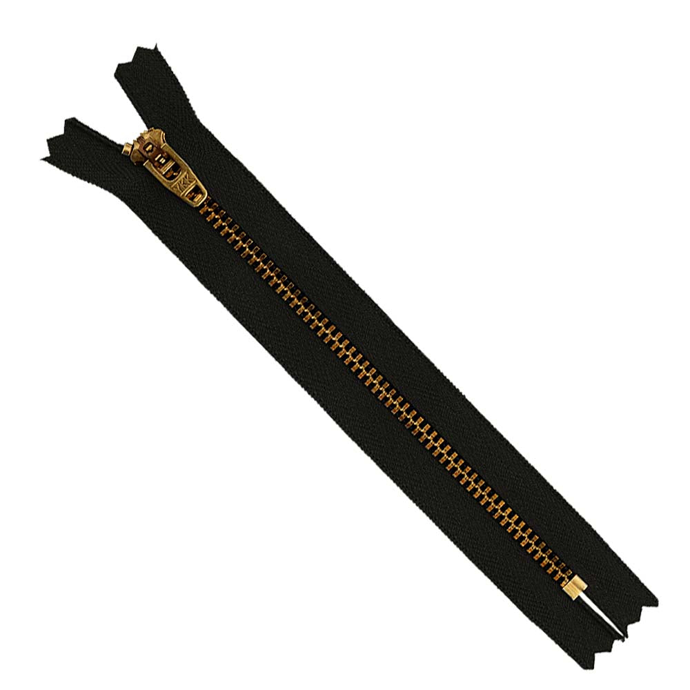 YKK- #5 Brass Closed-End 6inch YKK Jeans Zipper in Black Colour