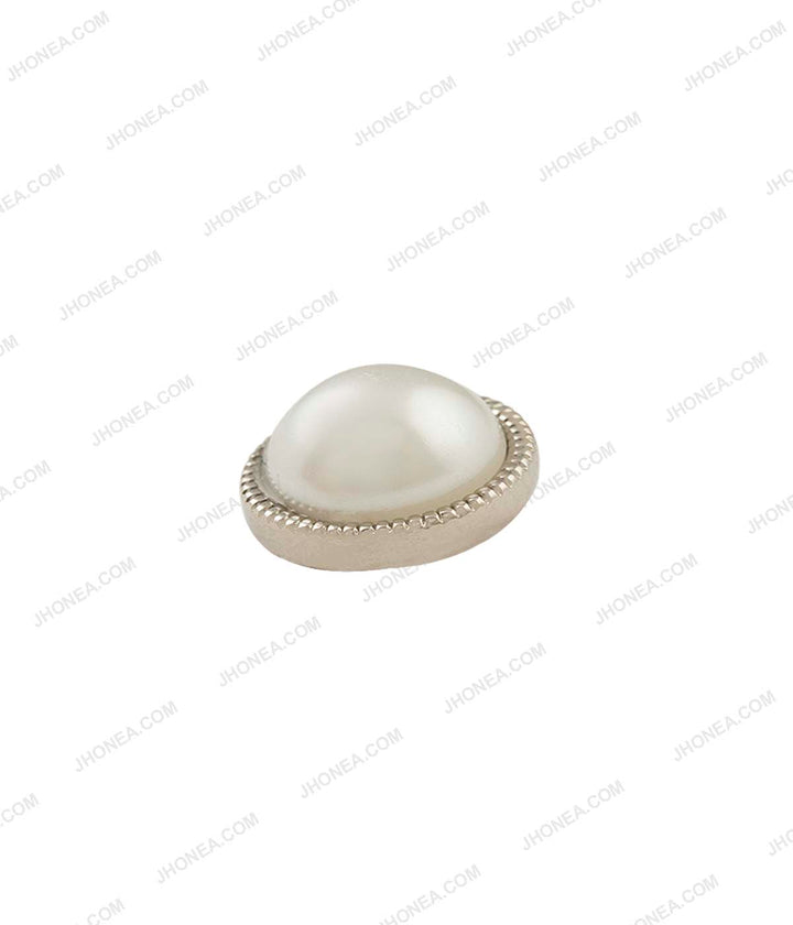 Shiny Gold & Shiny Silver Accent Border Dome Pearl Buttons