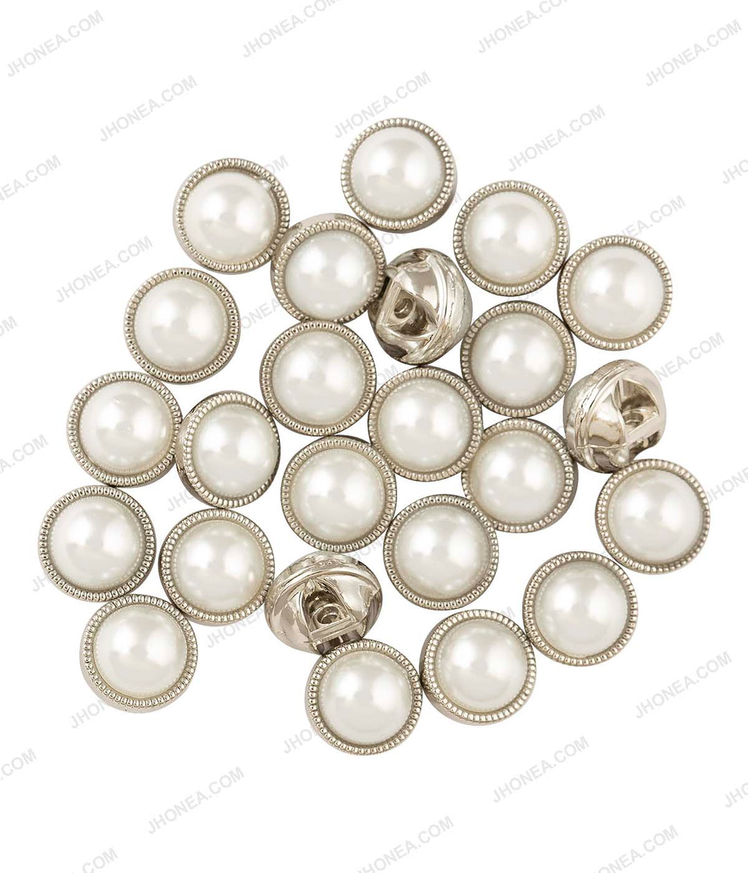 Shiny Gold & Shiny Silver Accent Border Dome Pearl Buttons