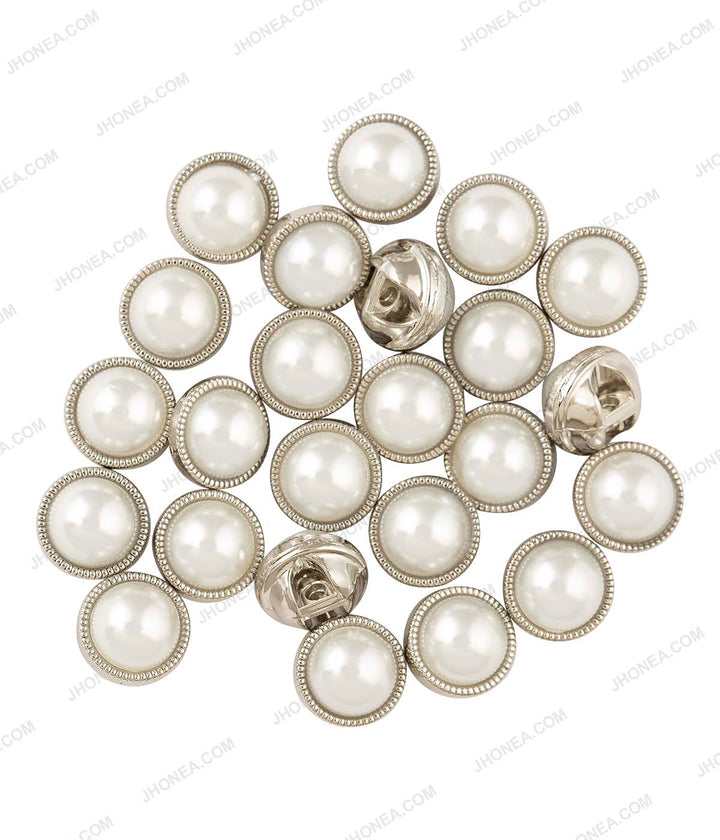 Shiny Gold & Shiny Silver Accent Border Dome Pearl Buttons