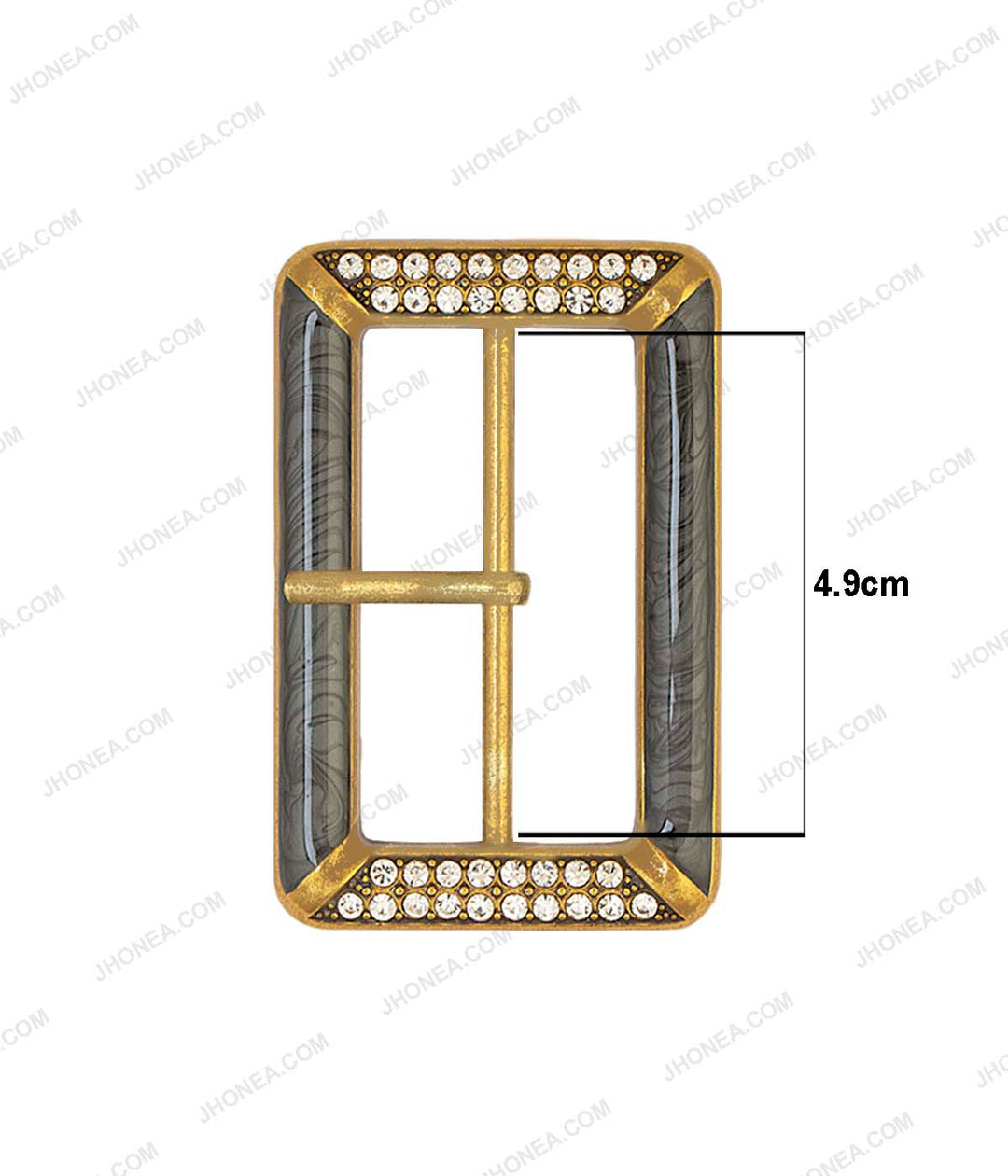 Rectangle Marble Effect Diamond Accent Prong Belt Buckle