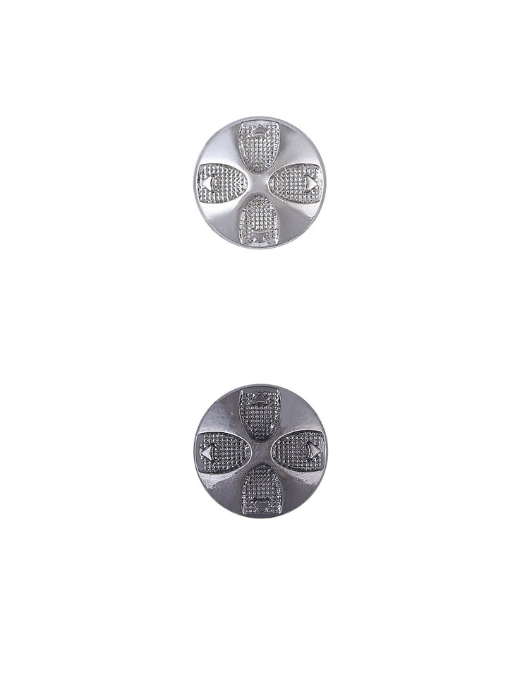 Silver & Gunmetal Round Shape Engraved Design 10mm (16L) Shirt/Kurta Downhole Metal Button - Jhonea Accessories