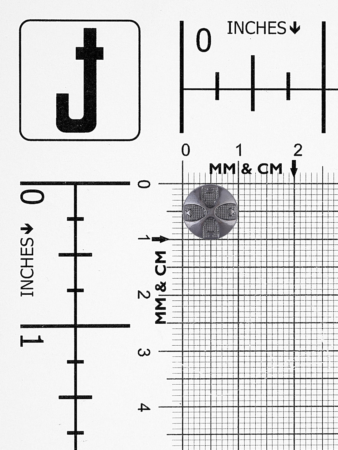 Black Nickel (gunmetal) Round Shape Engraved Design 10mm (16L) Shirt/Kurta Downhole Metal Button - Jhonea Accessories