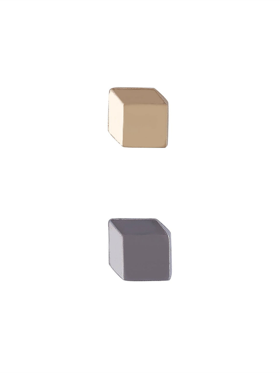 Shiny Golden & Black Nickel (Gunmetal) Cube Shape 10mm (16L) downhole party wear shirt button - Jhonea Accessories