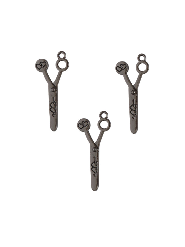 Hairdresser Scissors Fashion Accessory Hardware in Shiny Black Nickel (Gunmetal) Color