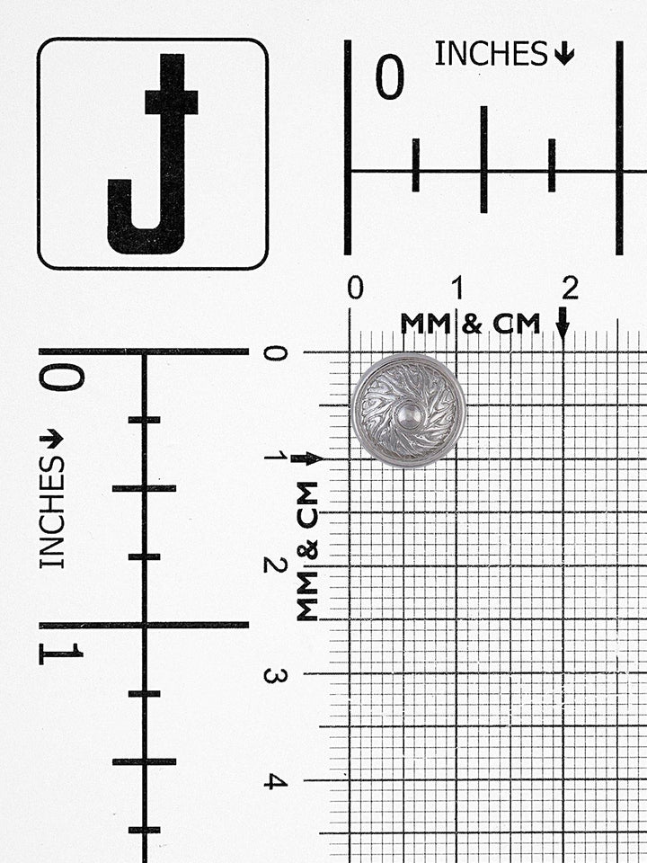 Round Shape Silver Engraved Design 11mm (16L) Downhole Shirt Kurta Metal Button - Jhonea Accessories