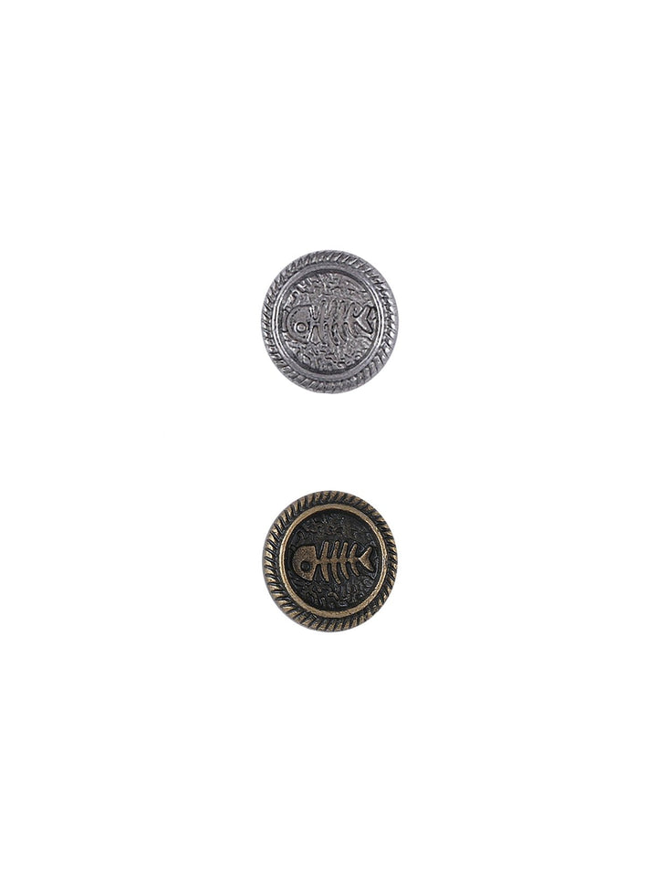 Engraved Round Shape 8mm (12L) Gunmetal & Antique Brass Shirt/kurta Downhole Metal Button