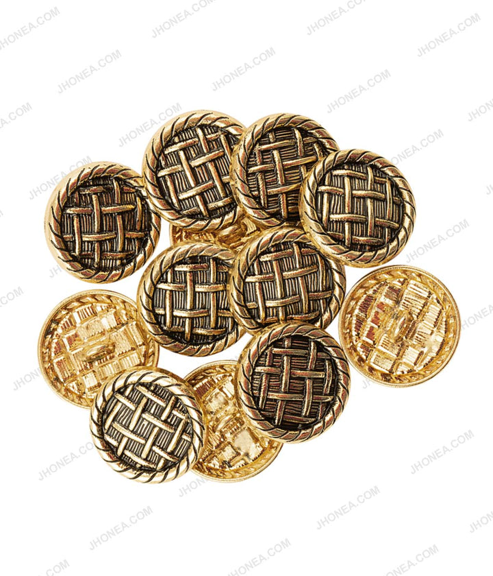 Antique Gold Checks Design Surface Coat Buttons