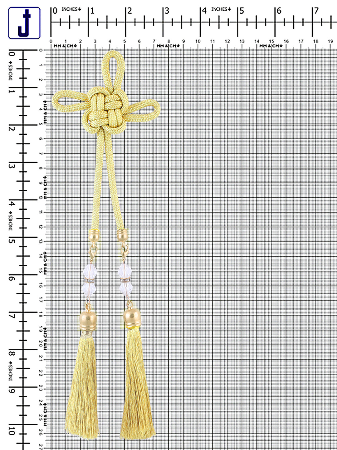 Pair of Detachable Golden Braided Cord Turk Knot Tassel