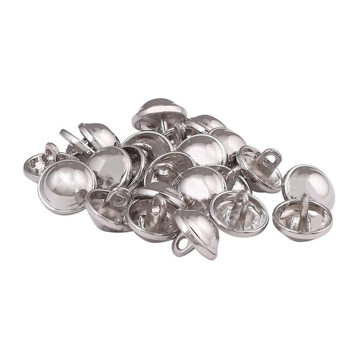 Shiny Silver Color Smooth Dome Surface 16L Shirt/Kurta Loop Buttons