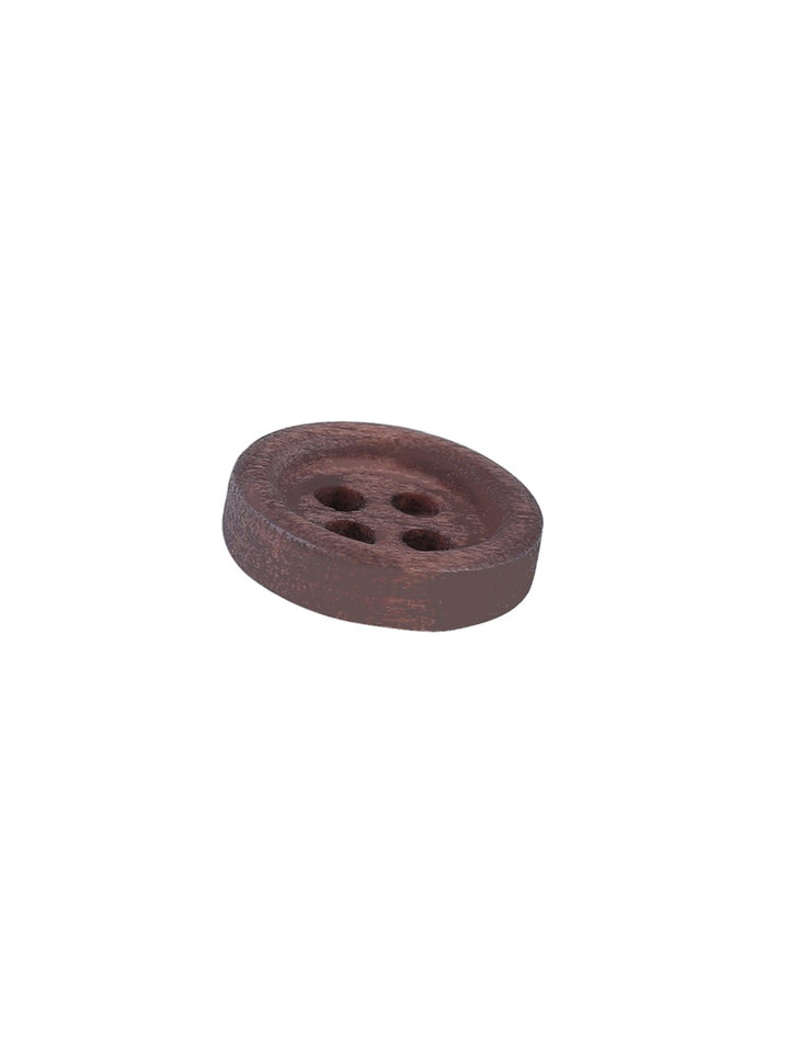Rounded Rim 4-Hole Brown Wooden Button - Jhonea Accessories