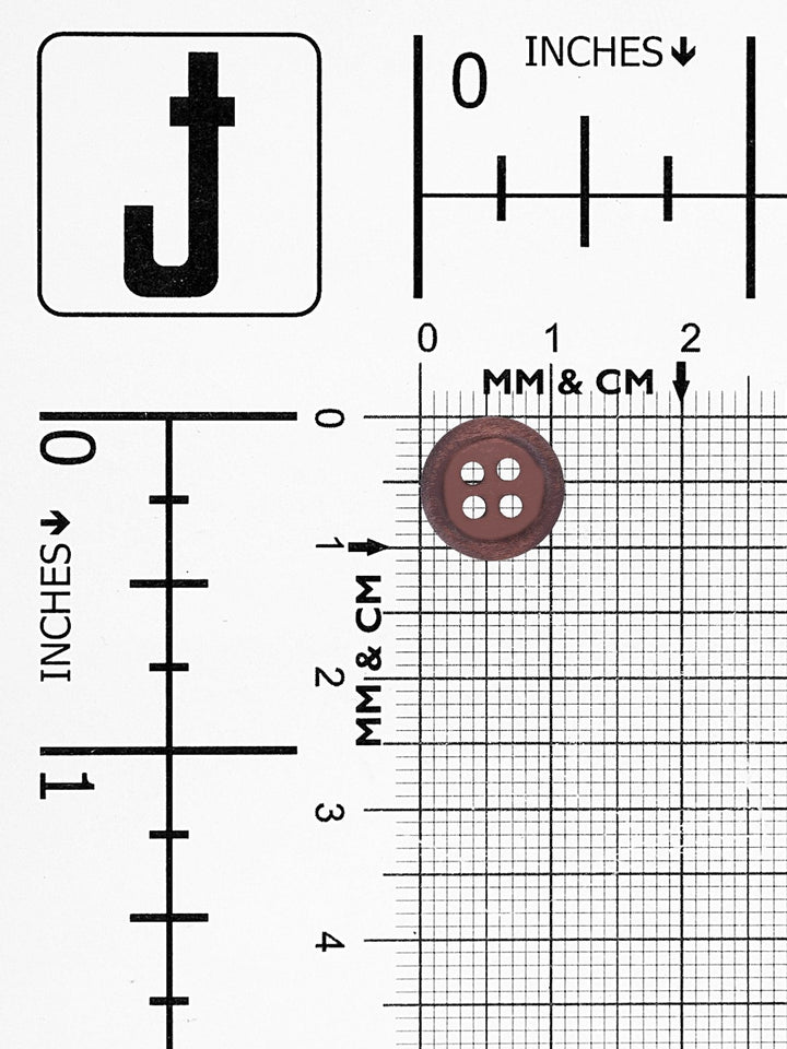 Rounded Rim 4-Hole Brown Wooden Button - Jhonea Accessories