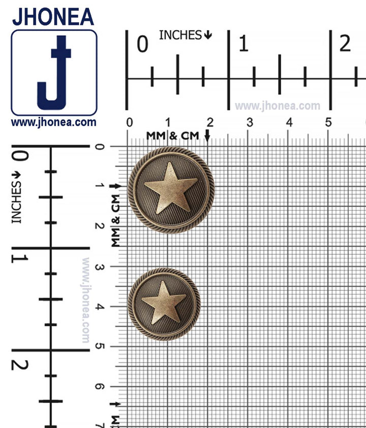 Antique Brass Star Design Metal Shank Buttons for Coats