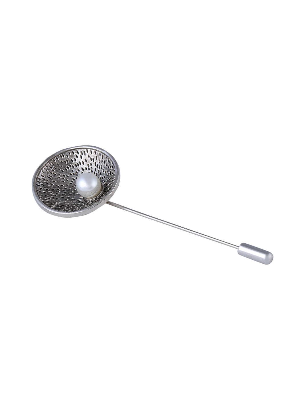 Attractive Dual Silver Tone with Pearl Coat Lapel Pin