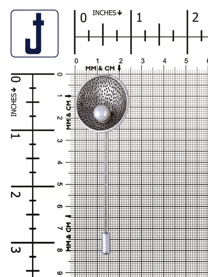 Attractive Dual Silver Tone with Pearl Coat Lapel Pin
