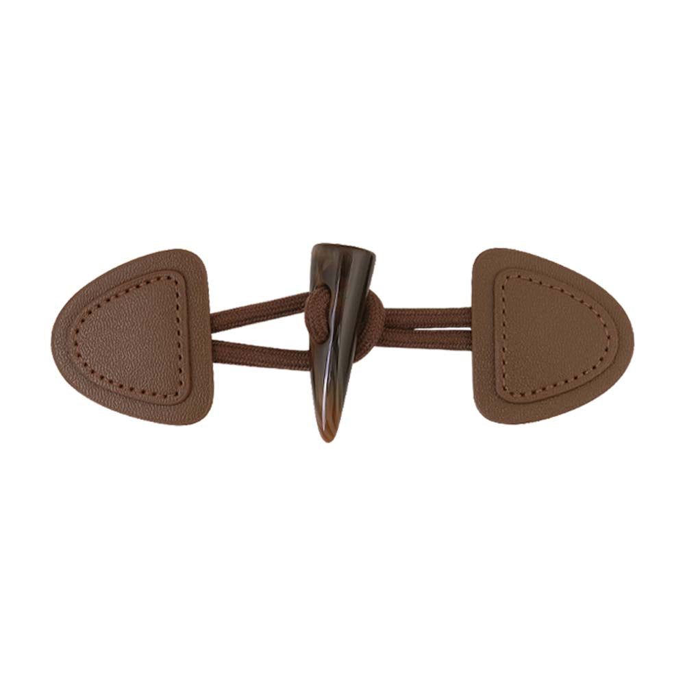 Chocolate Brown PU Leather Coat Toggles1
