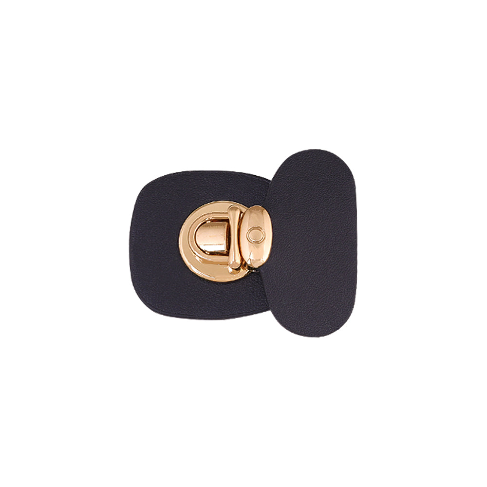 Shiny Gold Small Openable Clip with Black PU Leather Buckle