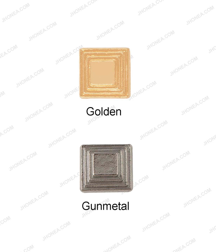 Western Style Square Shape Blocks Structure Studs in Golden & Gunmetal Color for Suits