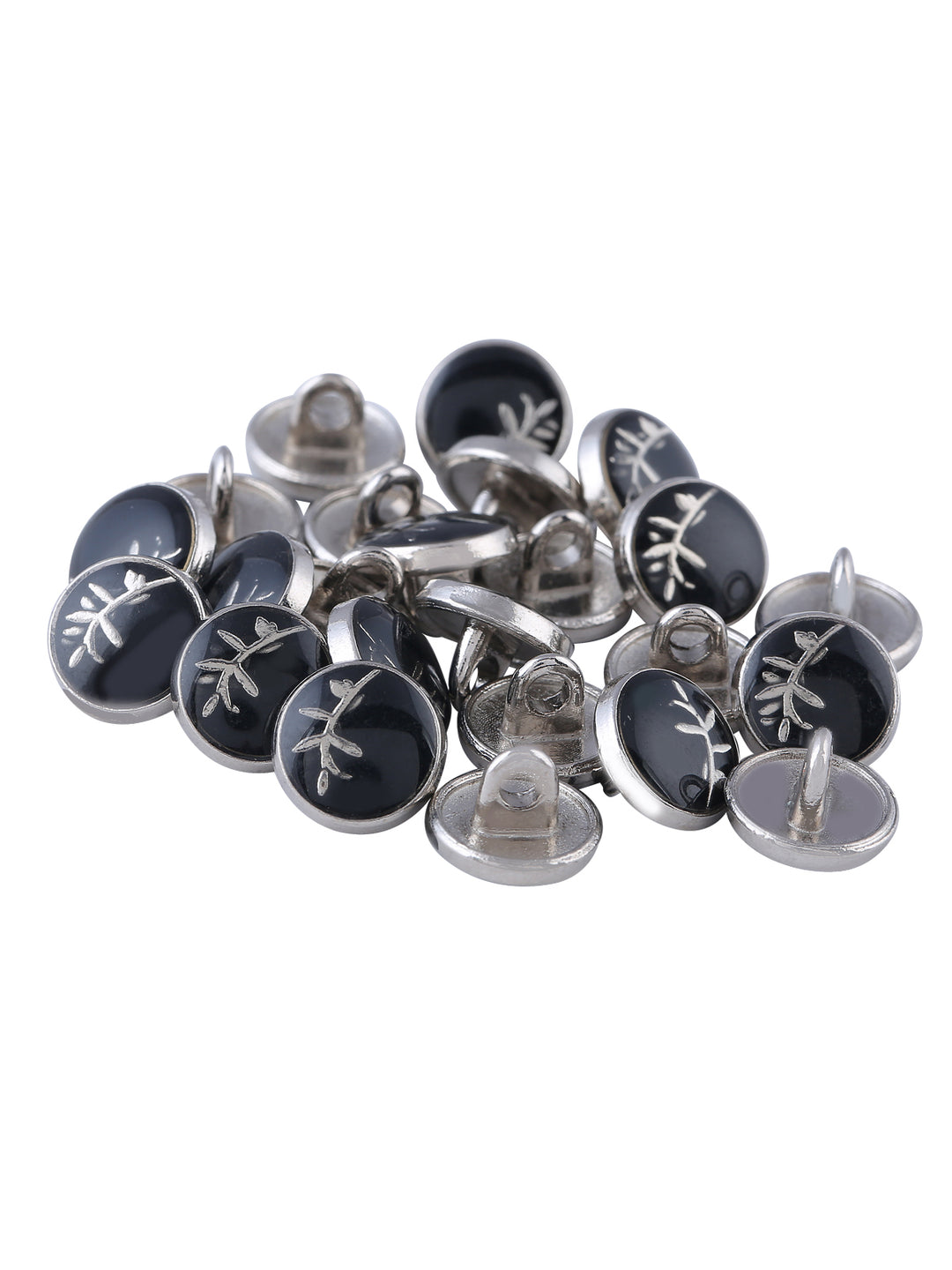 Classy Silver with Black Lamination Metal Button