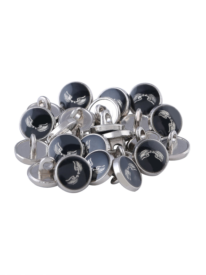 Classy Silver with Black Lamination Shank Metal Button