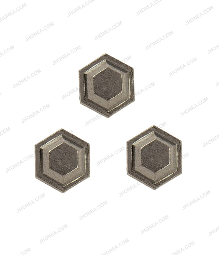 Western Style Hexagon Shape Gunmetal Hotfix Studs for Blazers