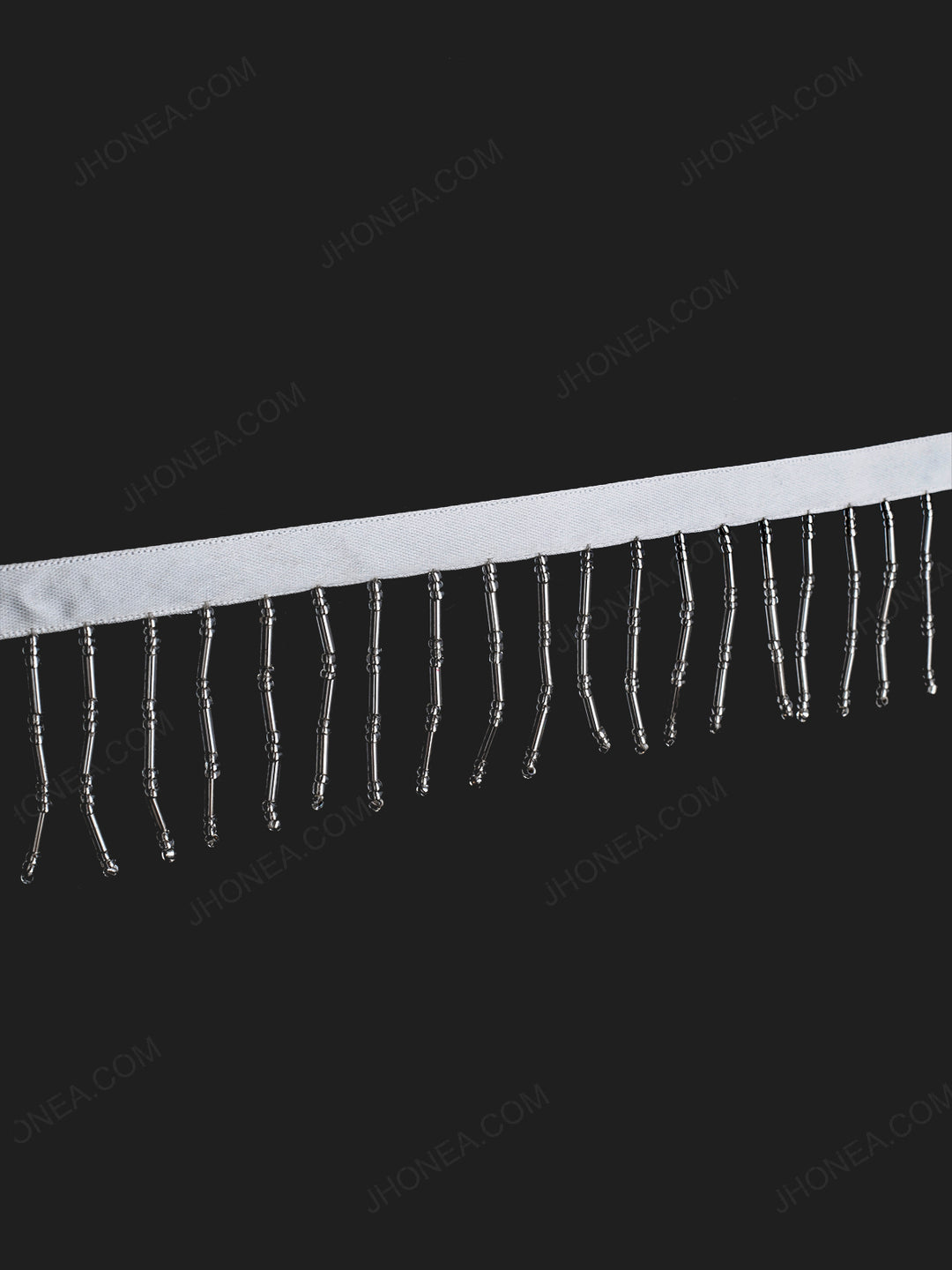 Silver Beaded Long Tassel Trim Lace for Ladies