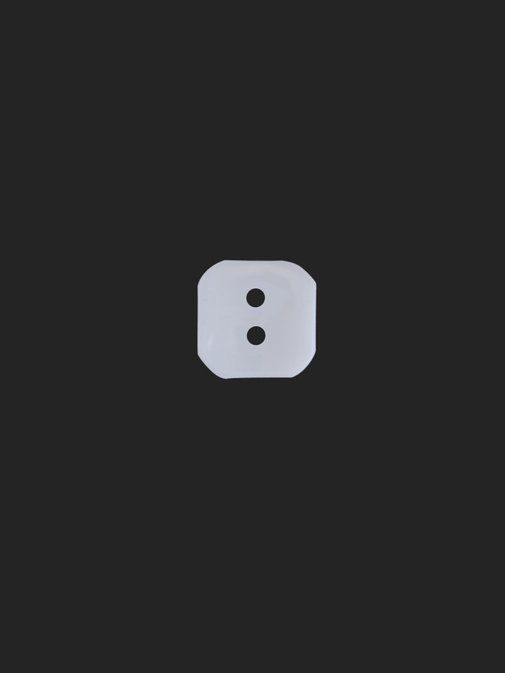 White Rounded Square Shape 2-Hole 10mm Shirt Button