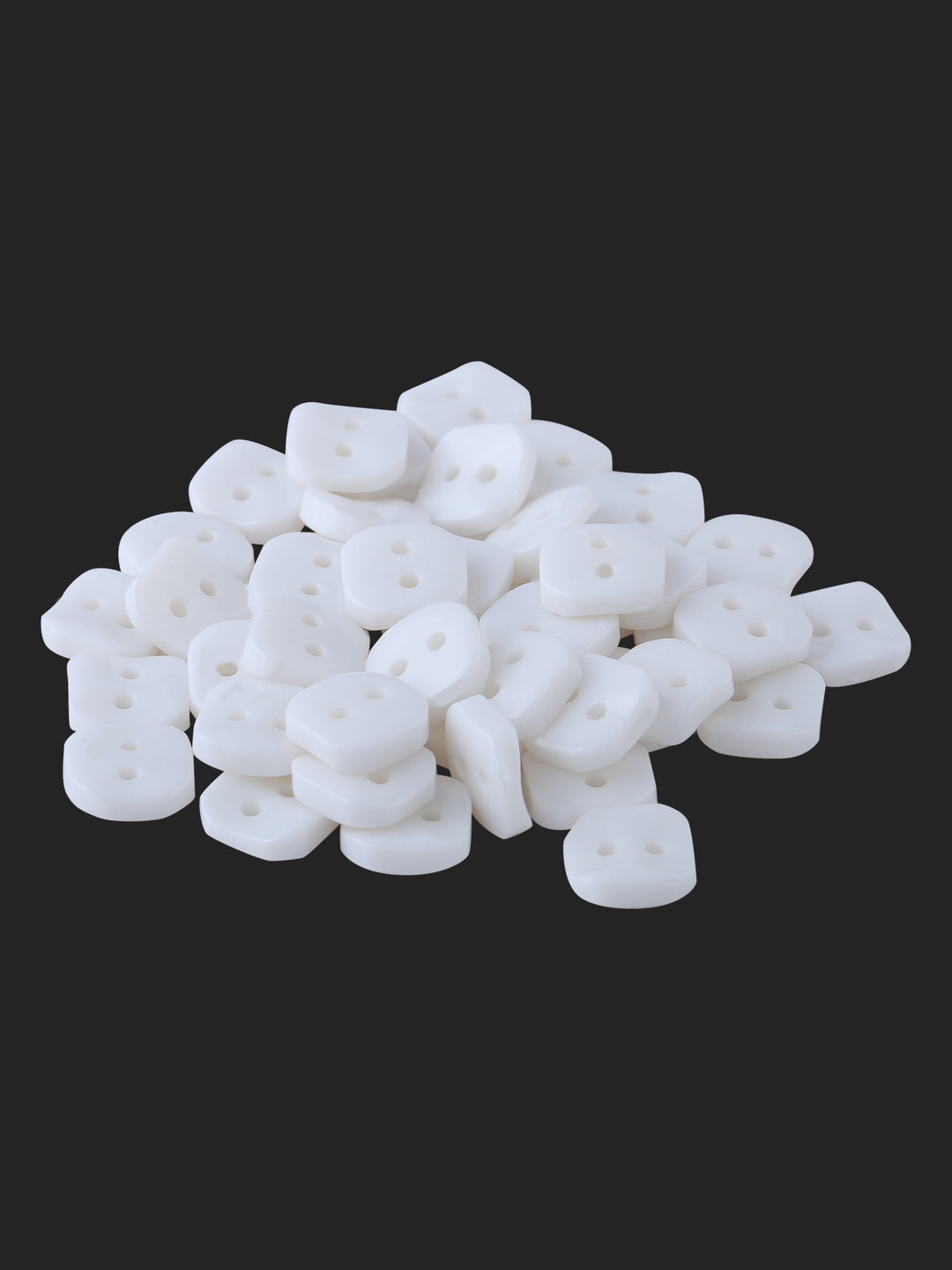 White Rounded Square Shape 2-Hole 10mm Shirt Button