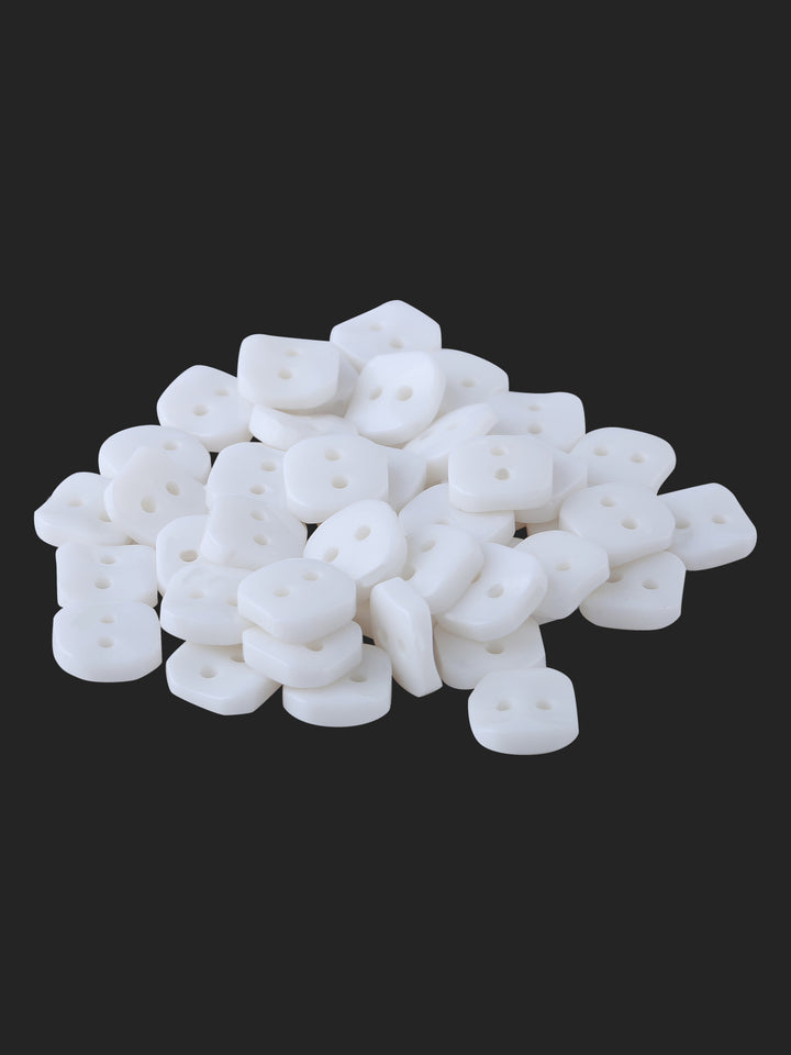 White Rounded Square Shape 2-Hole 10mm Shirt Button