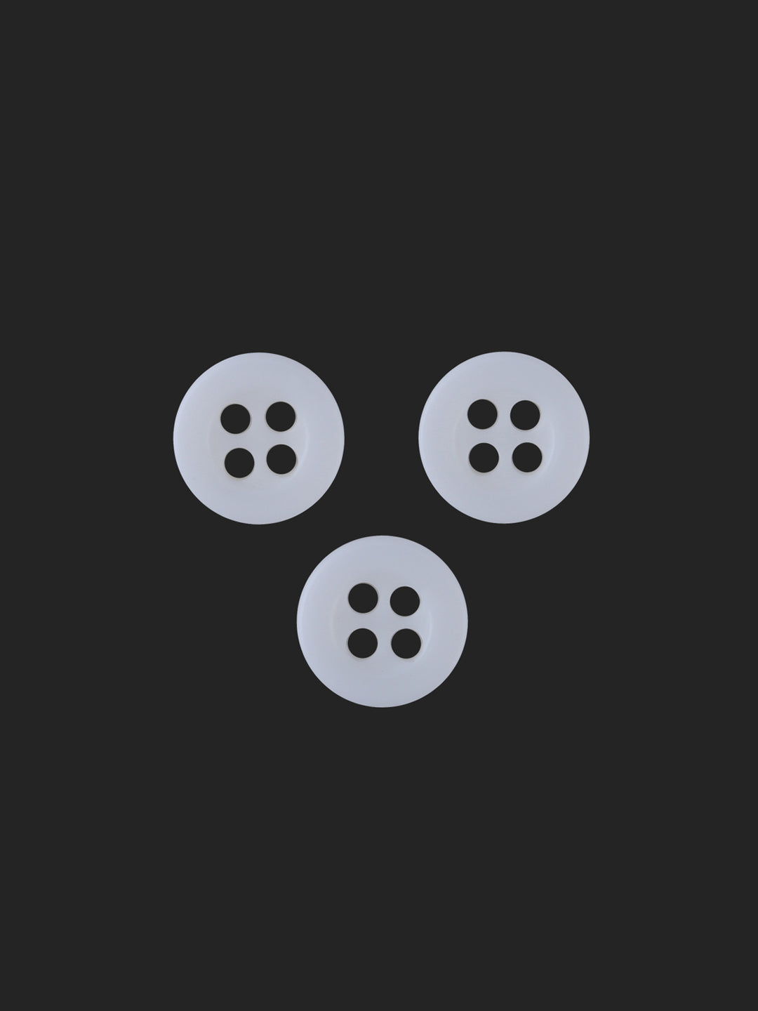 Round Shape 4-Hole White Rounded Rim 9mm Shirt Button